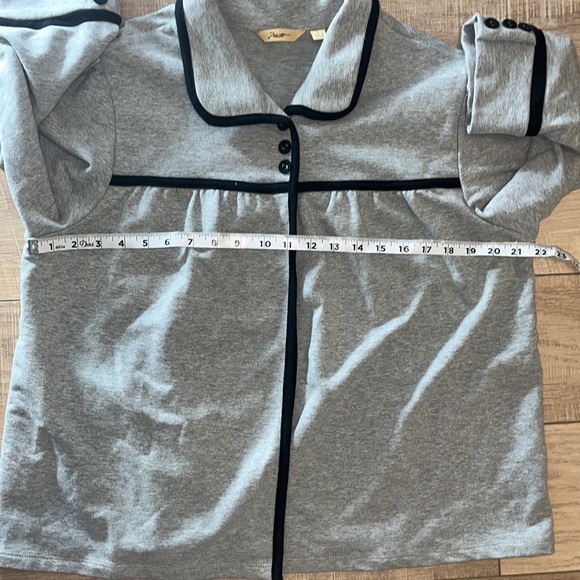 Motto Brand button up colored cardigan/jacket sweatshirt material gray/black L - Picture 9 of 10